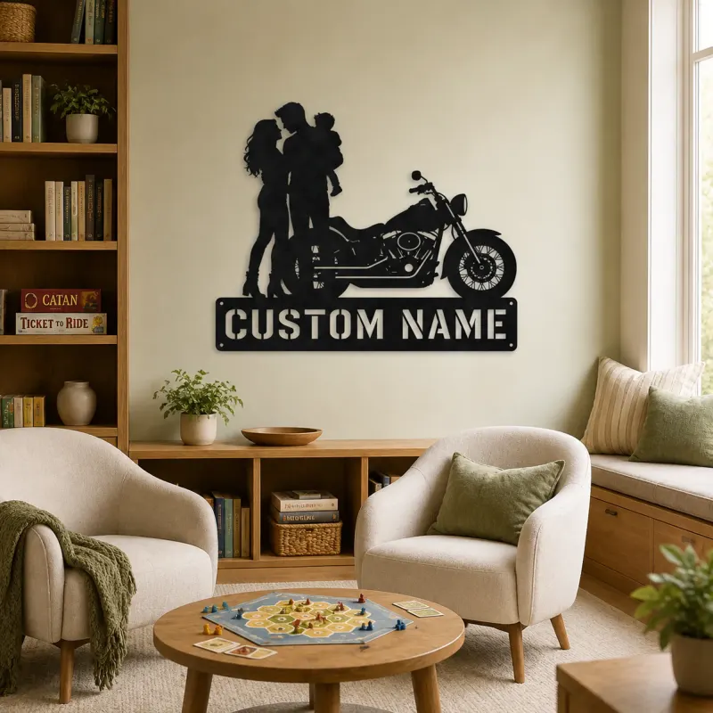 Personalized Cruiser Family with Child Metal Wall Art - lifestyle view 4