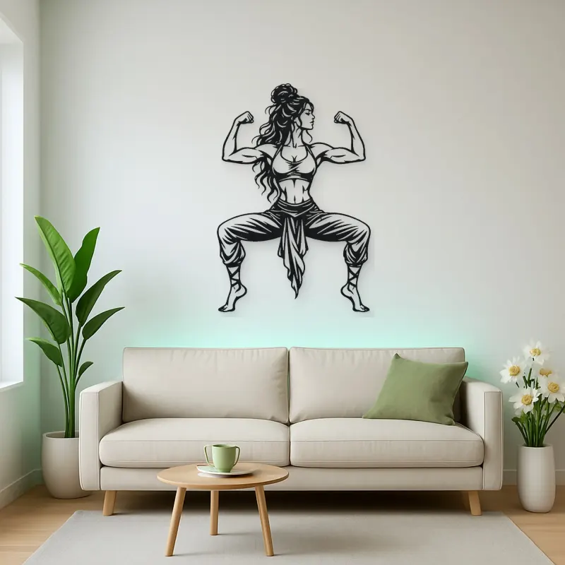 Goddess Pose Strength Metal Wall Art | Movement Silhouette Decor