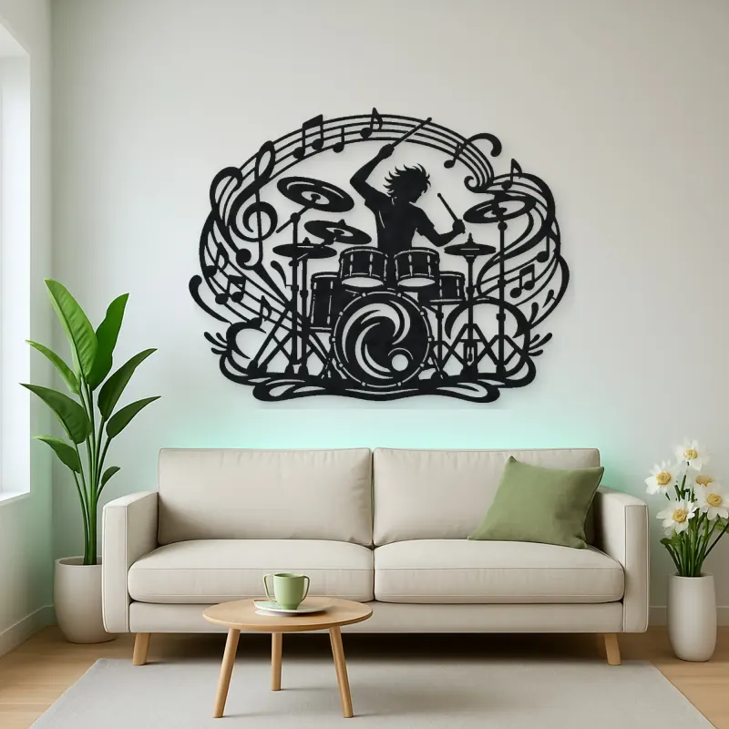 Drum Rhythm Circle Metal Wall Art | Modern Abstract Metal Decor