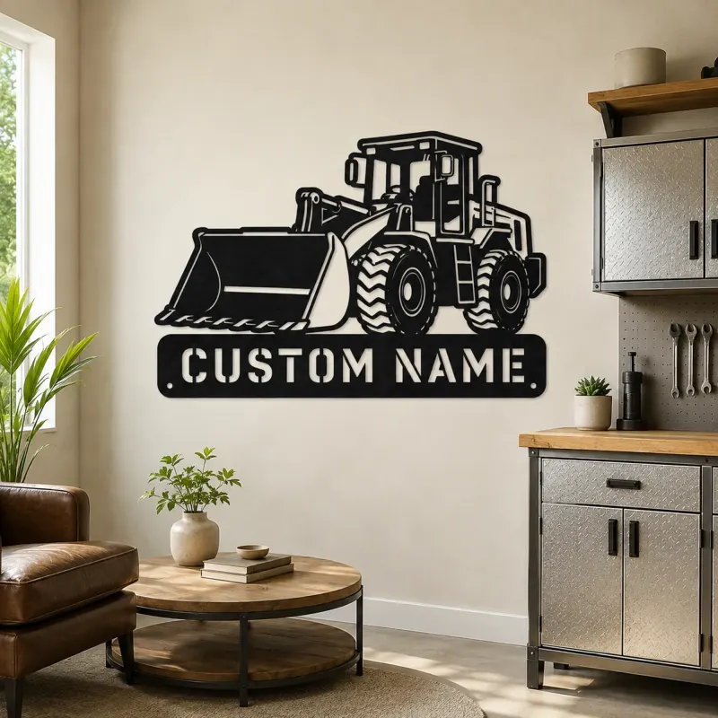 Personalized Compact Wheel Loader Low Bucket Metal Wall Art - lifestyle view 4