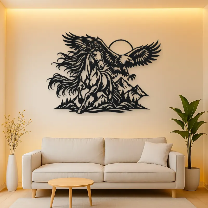 Horse and Eagle Metal Wall Art | Equestrian Wall Decor