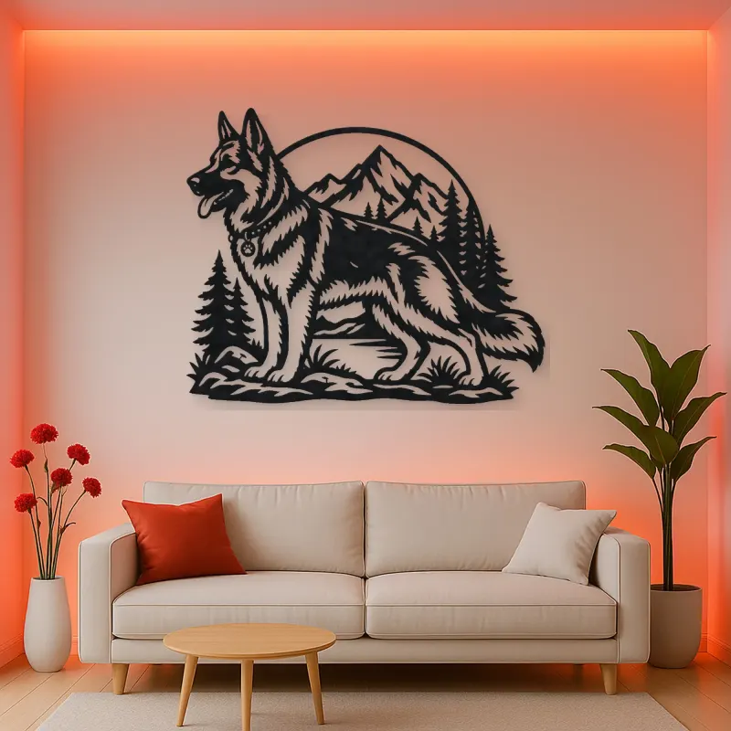 German Shepherd Profile Metal Wall Art | Pet Lover Silhouette Decor