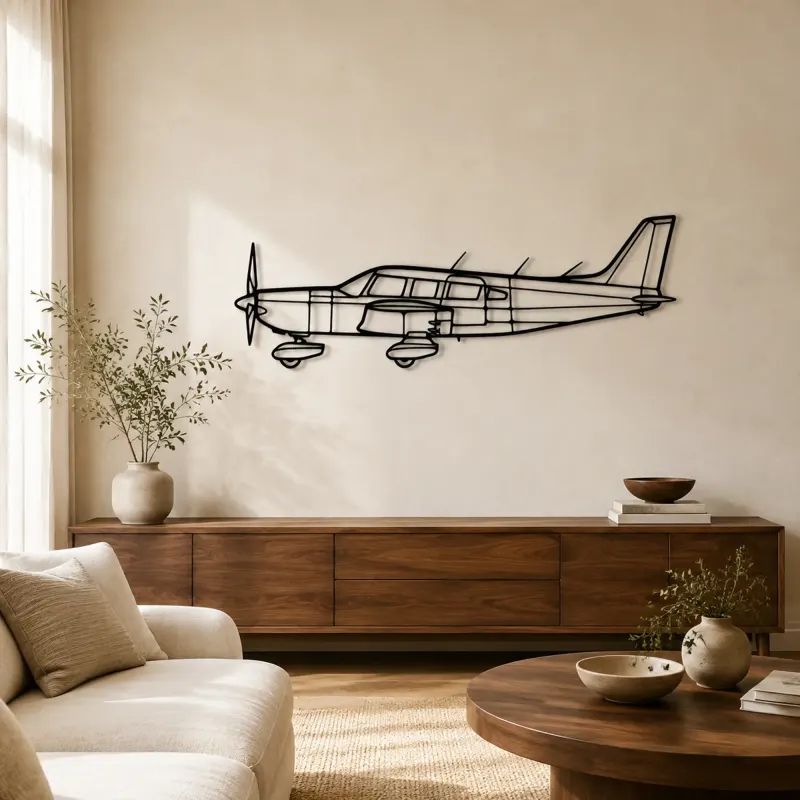 Silhouette de avión Saratoga PA-32 en metal, decoración mural de aviación, decoración de aviador
