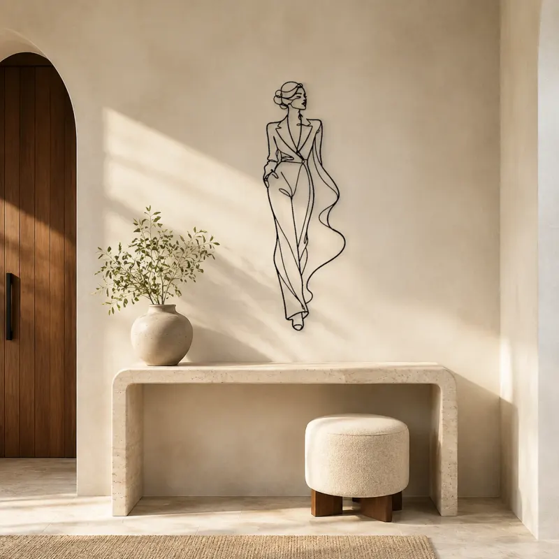 Minimalist Runway Line Metal Wall Art | Fashion Figure Wall Decor - lifestyle view 3