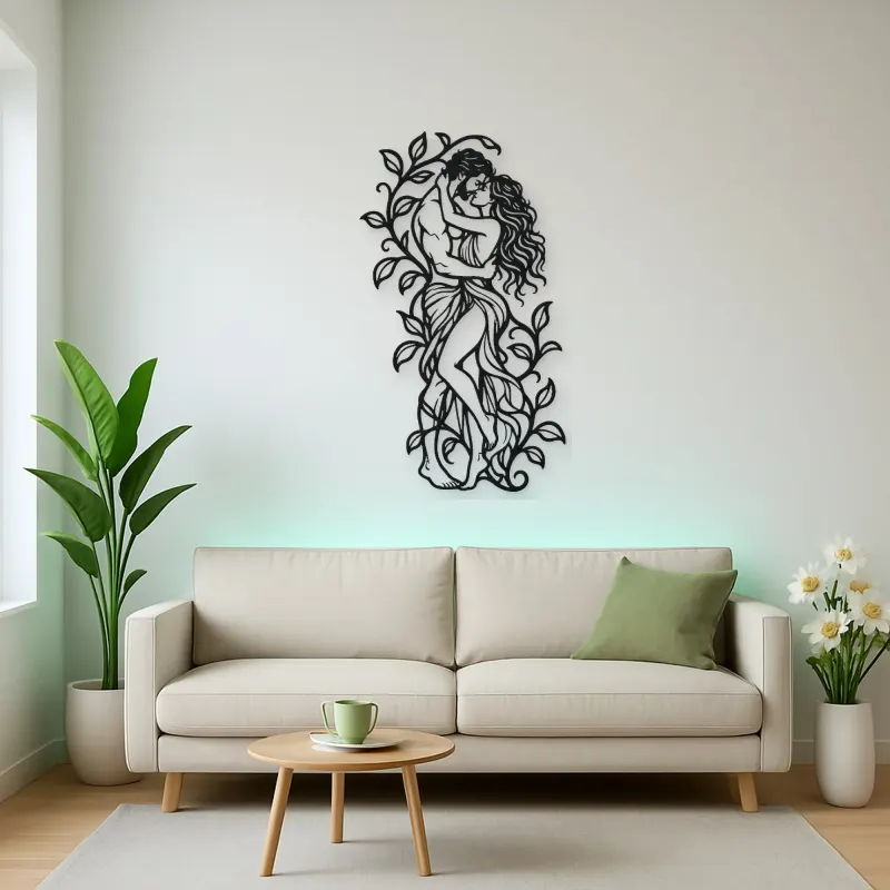 Garden Embrace Metal Wall Art | Romantic Couple Decor
