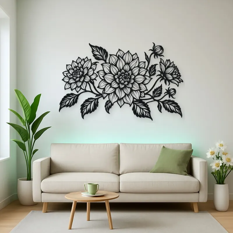 Dahlia Bloom Metal Wall Art | Botanical Metal Wall Decor