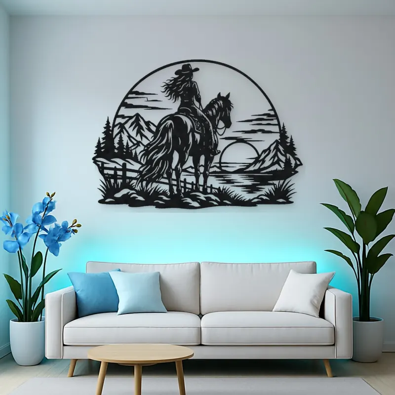 Western Rider Sunset Metal Wall Art | Equestrian Wall Decor