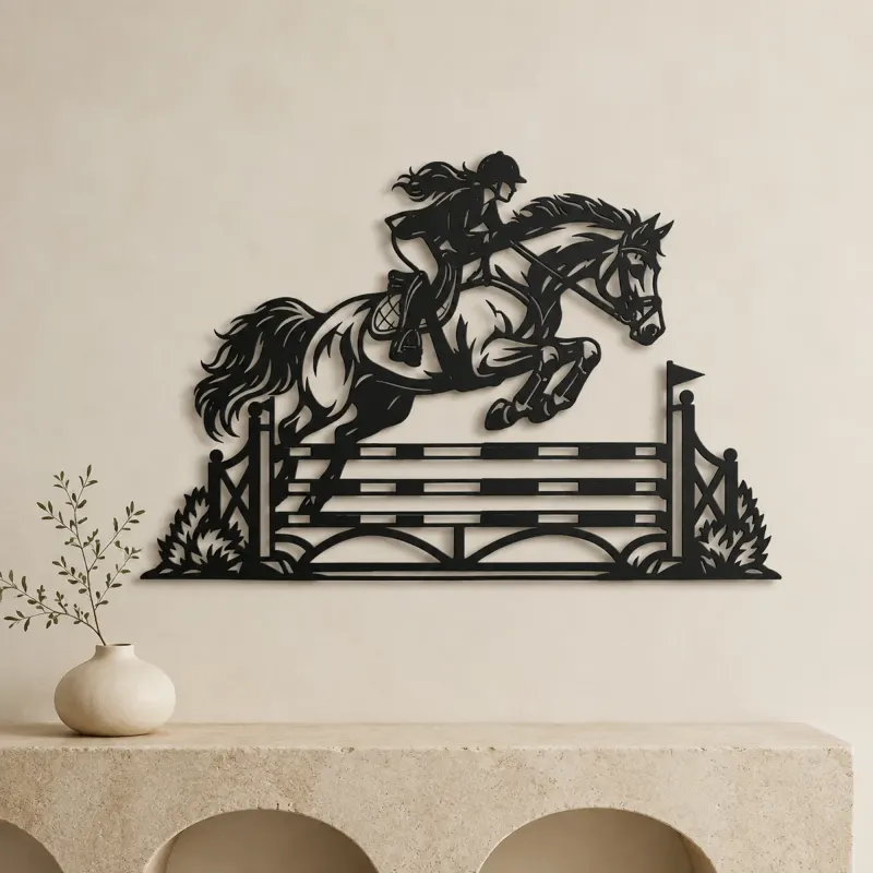 Show Jumping Moment Metal Wall Art | Equestrian Wall Decor - lifestyle view 3