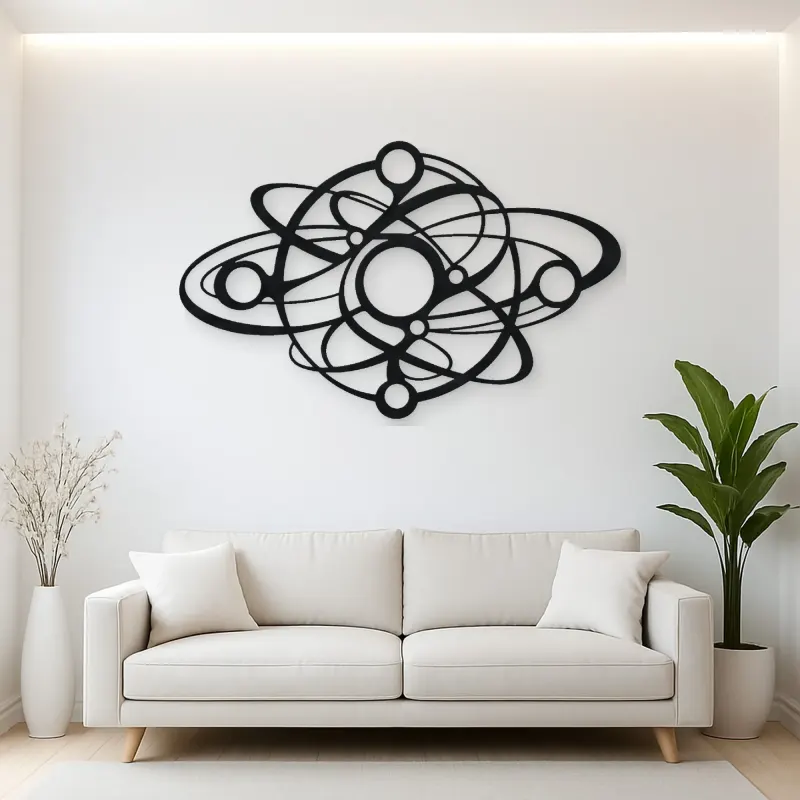 Orbiting Circle Harmony Metal Wall Art | Modern Abstract Metal Decor