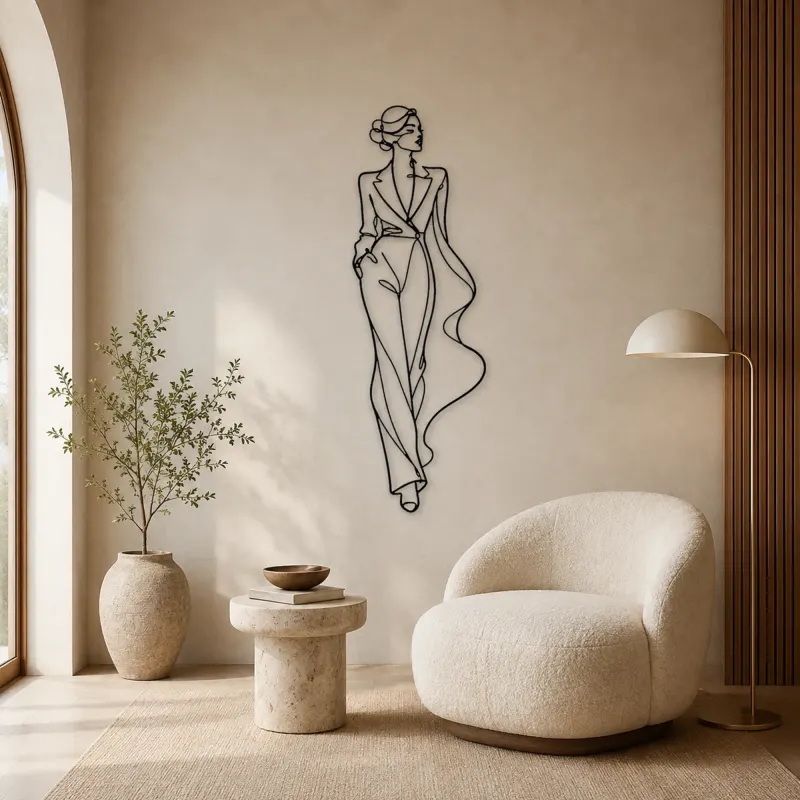 Minimalist Runway Line Metal Wall Art | Fashion Figure Wall Decor - lifestyle view 5