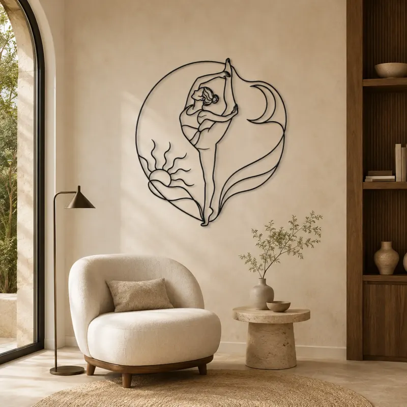 Standing Split Line Metal Wall Art | Yoga and Meditation Wall Decor - lifestyle view 5