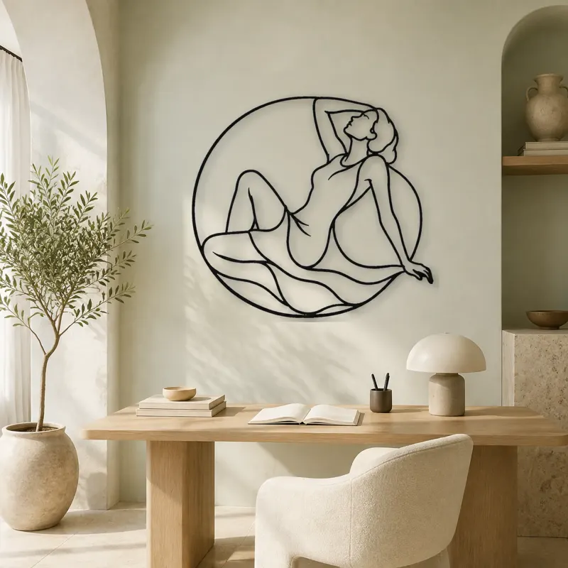 Reclining Curve Muse Metal Wall Art | Feminine Figure Wall Decor - lifestyle view 4