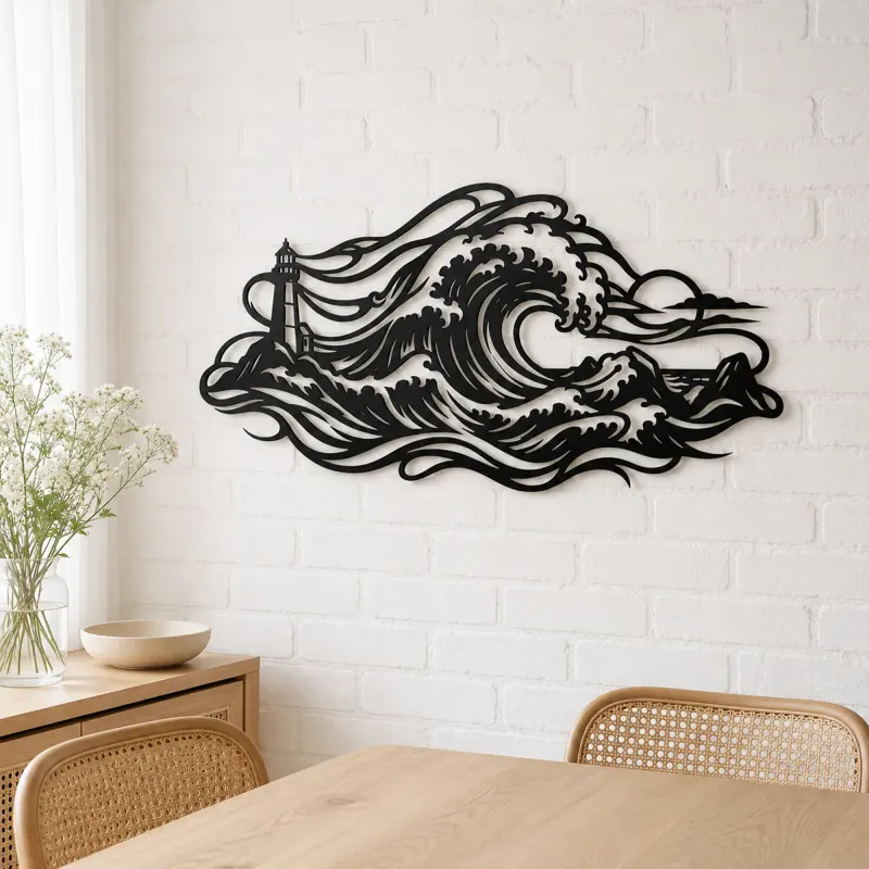 Storm Wave Crest Metal Wall Art | Coastal and Nautical Wall Decor - lifestyle view 4