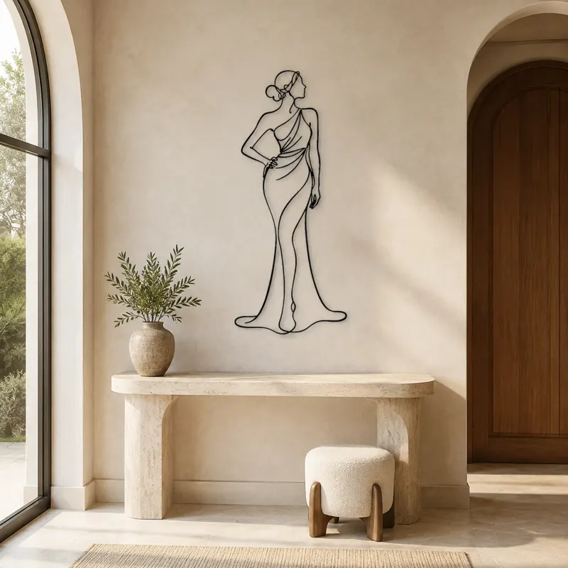 Timeless Feminine Line Metal Wall Art | Fashion Figure Wall Decor - lifestyle view 3