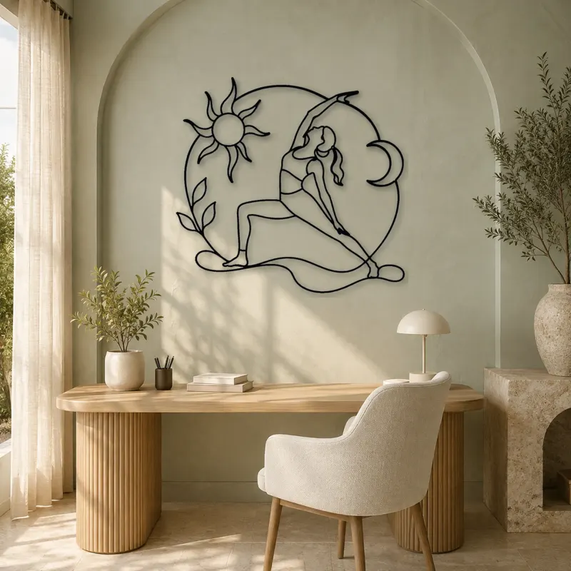 Reverse Warrior Arc Metal Wall Art | Yoga and Meditation Wall Decor - lifestyle view 4