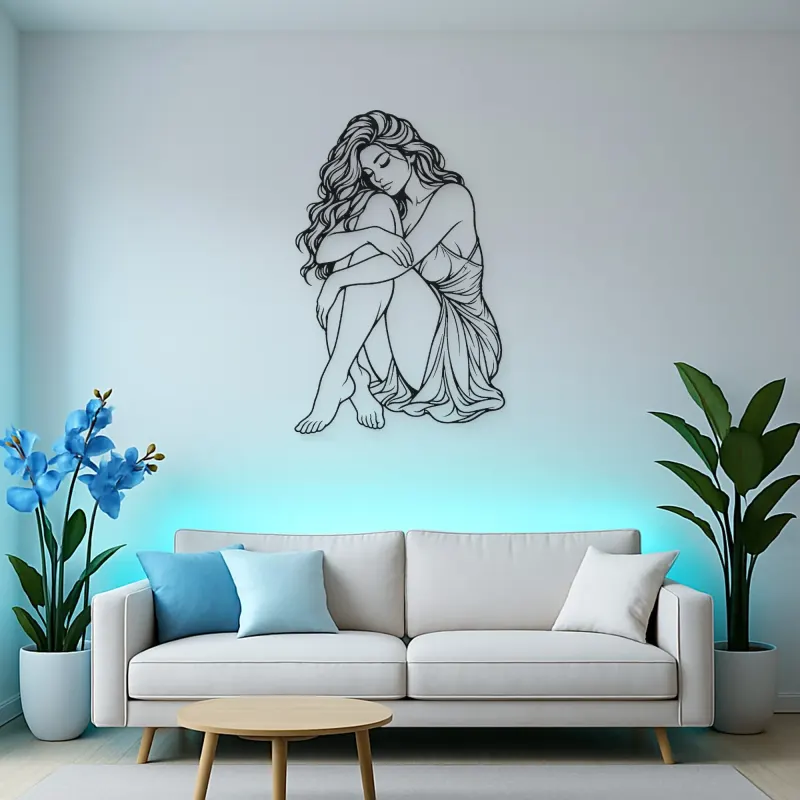 Curled Resting Pose Metal Wall Art | Movement Silhouette Decor