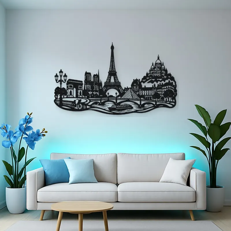 Paris Skyline Flow Metal Wall Art | Travel and City Wall Decor