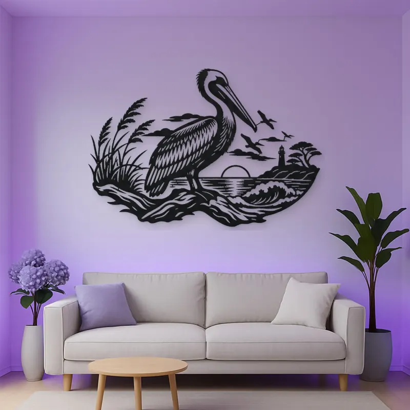 Pelican Coastline Metal Wall Art | Coastal and Nautical Wall Decor