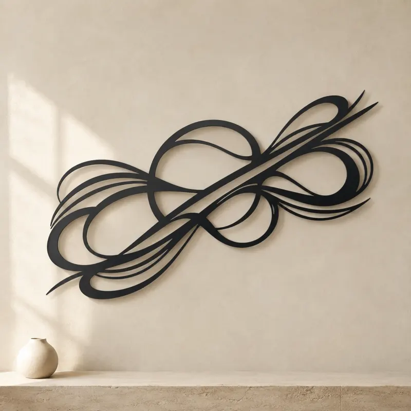 Dynamic Diagonal Flow Metal Wall Art | Modern Abstract Metal Decor - lifestyle view 3