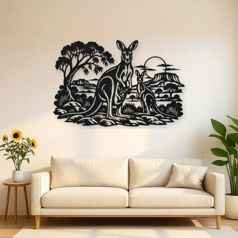 Kangaroo Outback Metal Wall Art | Wildlife Silhouette Decor
