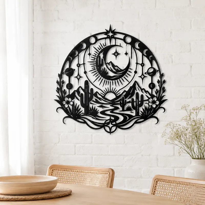 Desert Moon Arc Metal Wall Art | Nature Silhouette Decor - lifestyle view 4