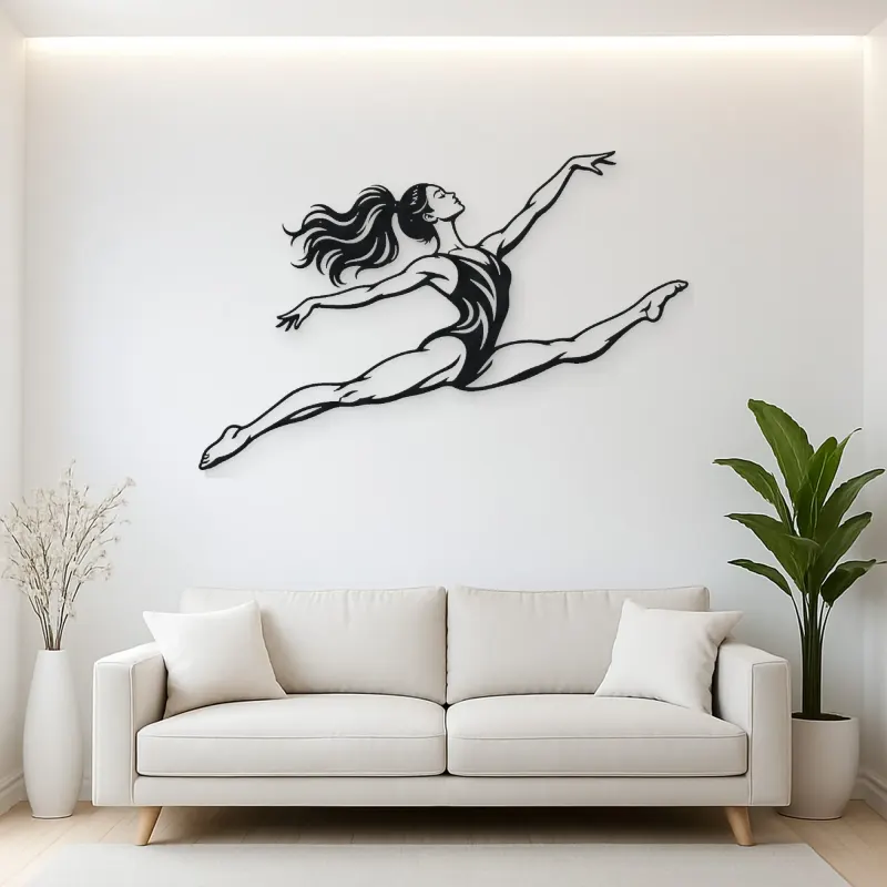 Gymnastics Split Leap Metal Wall Art | Movement Silhouette Decor