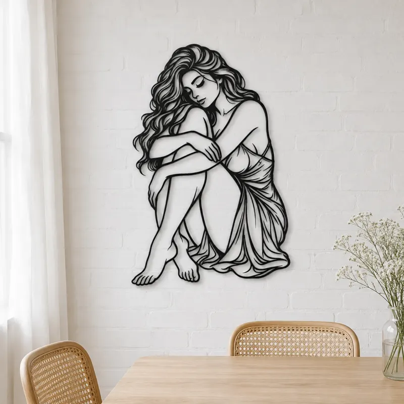 Curled Resting Pose Metal Wall Art | Movement Silhouette Decor - lifestyle view 4