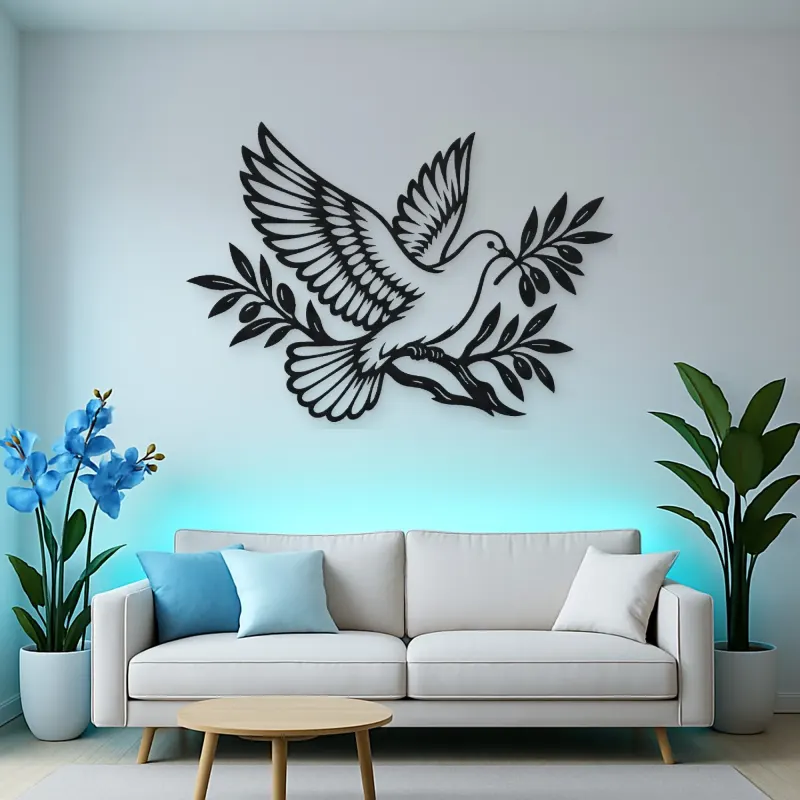 Dove Olive Branch Metal Wall Art | Wildlife Silhouette Decor