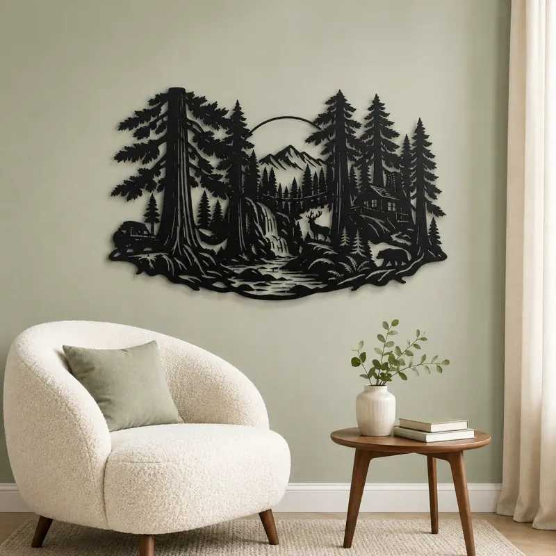 Redwood Canopy Metal Wall Art | Nature Silhouette Decor - lifestyle view 2