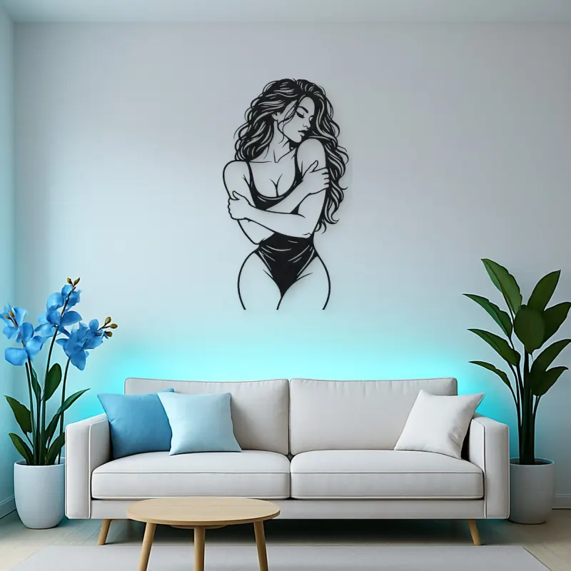 Self Embrace Torso Metal Wall Art | Minimalist Woman Line Art