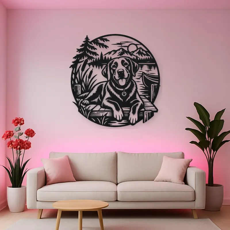 Labrador Lakeside Metal Wall Art | Pet Lover Silhouette Decor