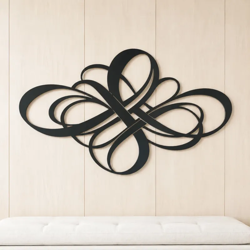 Modern Ribbon Knot Metal Wall Art | Modern Abstract Metal Decor - lifestyle view 5