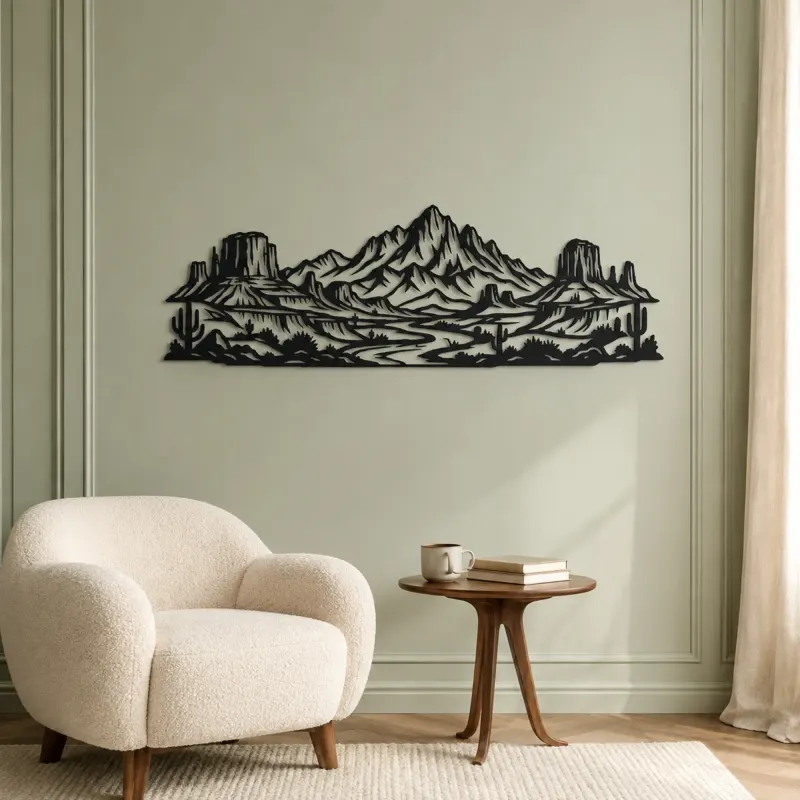Desert Mesa Range Metal Wall Art | Nature Silhouette Decor - lifestyle view 2
