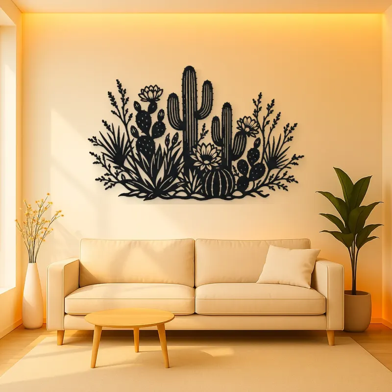 Cactus Desert Garden Metal Wall Art | Botanical Metal Wall Decor