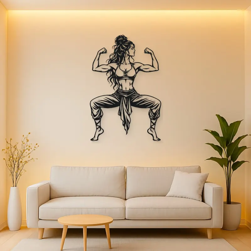 Goddess Pose Strength Metal Wall Art | Movement Silhouette Decor
