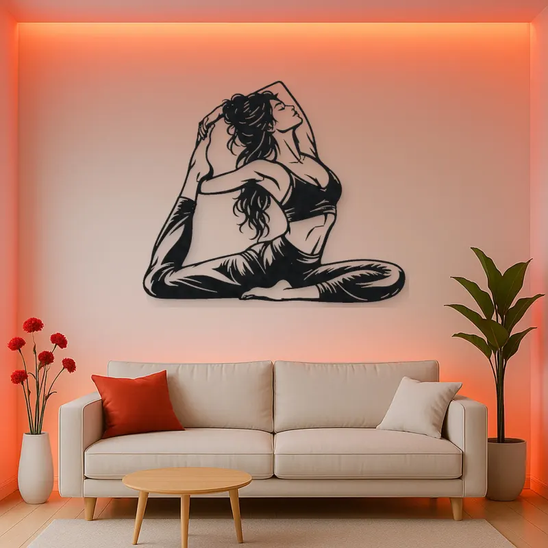 Pigeon Pose Serenity Metal Wall Art | Movement Silhouette Decor