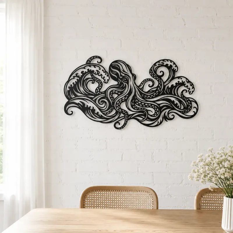 Octopus Flow Metal Wall Art | Coastal and Nautical Wall Decor - lifestyle view 4