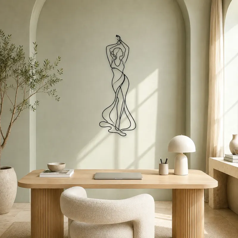 Raised Arms Figure Metal Wall Art | Feminine Figure Wall Decor - lifestyle view 4