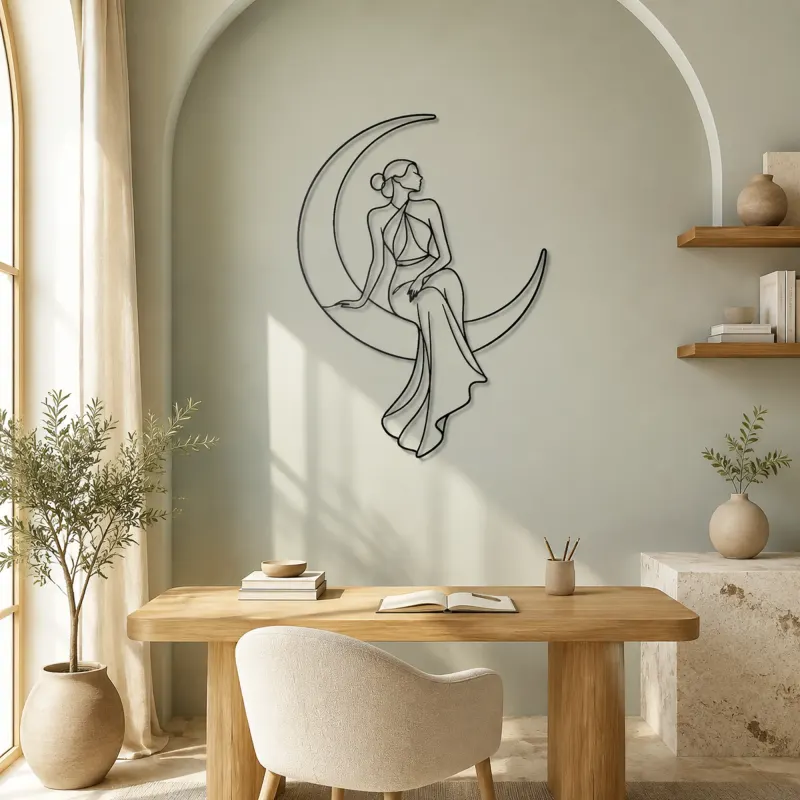 Moon Curve Model Metal Wall Art | Celestial Woman Wall Decor - lifestyle view 4