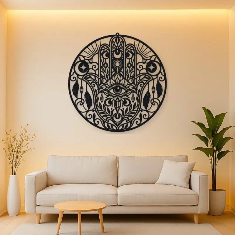 Celestial Hamsa Metal Wall Art | Spiritual Boho Metal Decor
