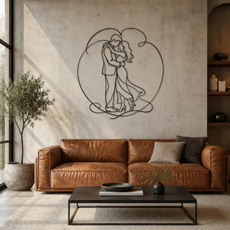 Anniversary Embrace Metal Wall Art | Romantic Couple Decor - lifestyle view 2