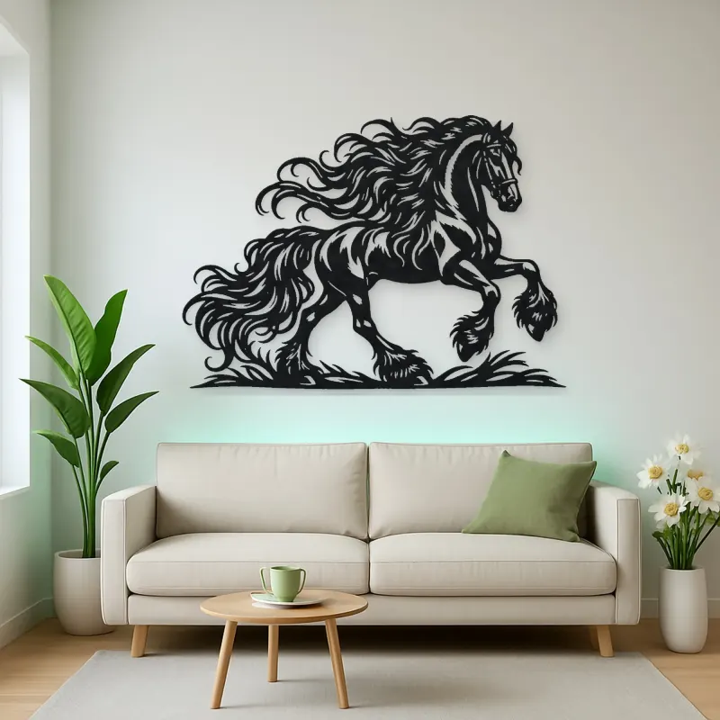Friesian Mane Flow Metal Wall Art | Equestrian Wall Decor