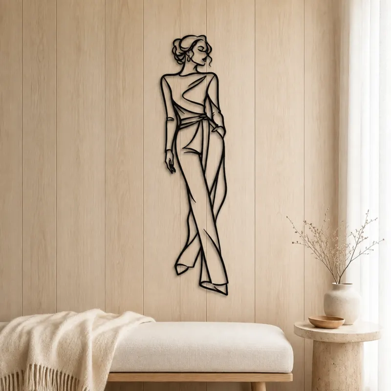 Runway Curve Muse Metal Wall Art | Minimalist Woman Line Art - lifestyle view 5