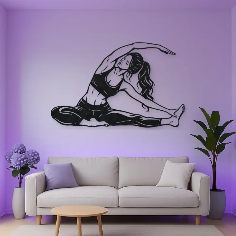 Seated Side Stretch Metal Wall Art | Movement Silhouette Decor