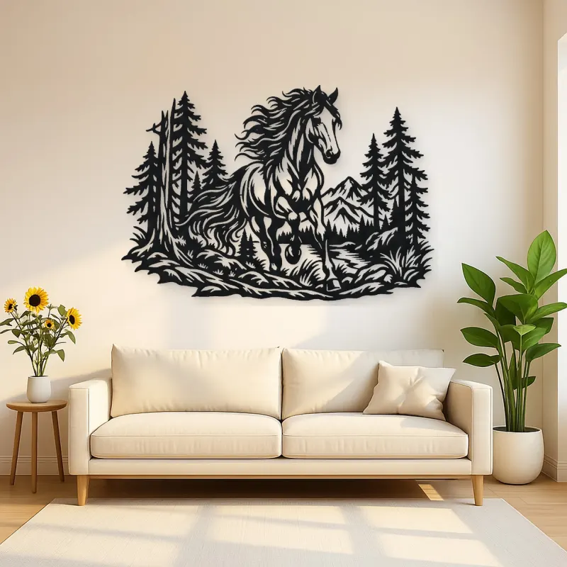 Horse in Forest Metal Wall Art | Equestrian Wall Decor