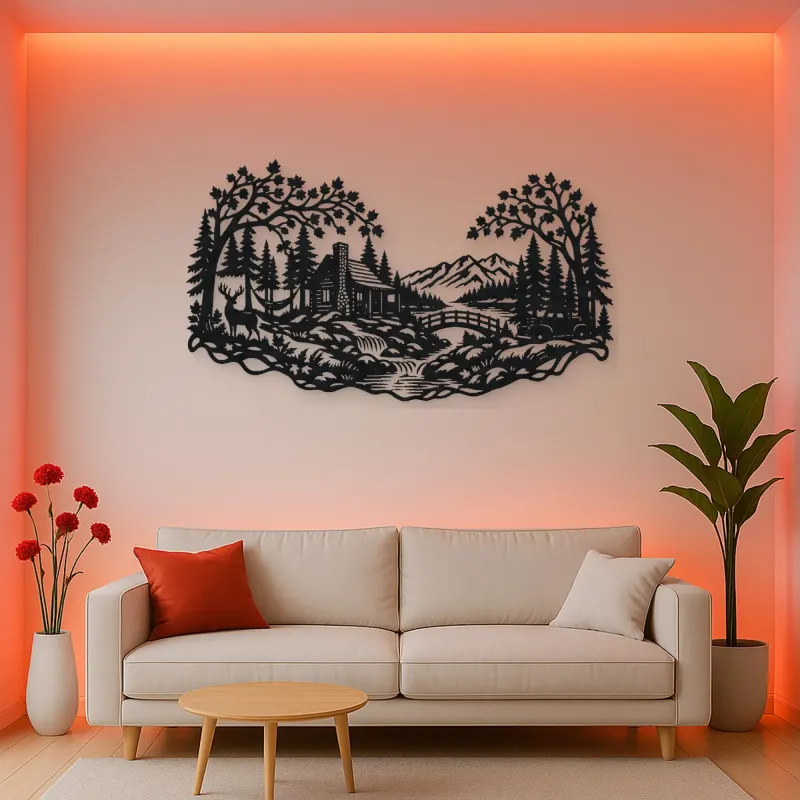 Autumn Woodland Flow Metal Wall Art | Nature Silhouette Decor