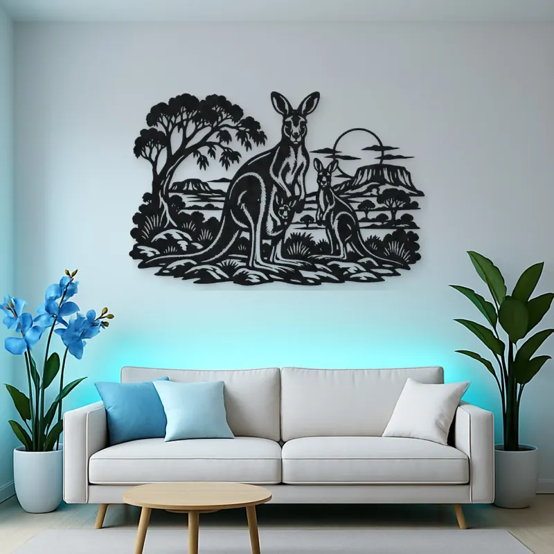 Kangaroo Outback Metal Wall Art | Wildlife Silhouette Decor