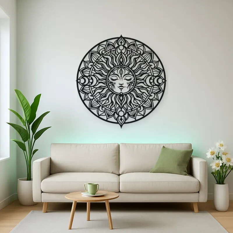 Mandala Sun Metal Wall Art | Spiritual Boho Metal Decor