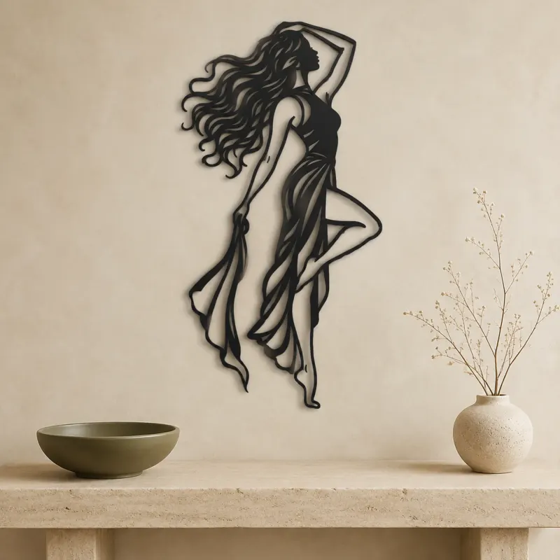 Confident Side Profile Metal Wall Art | Minimalist Woman Line Art - lifestyle view 3