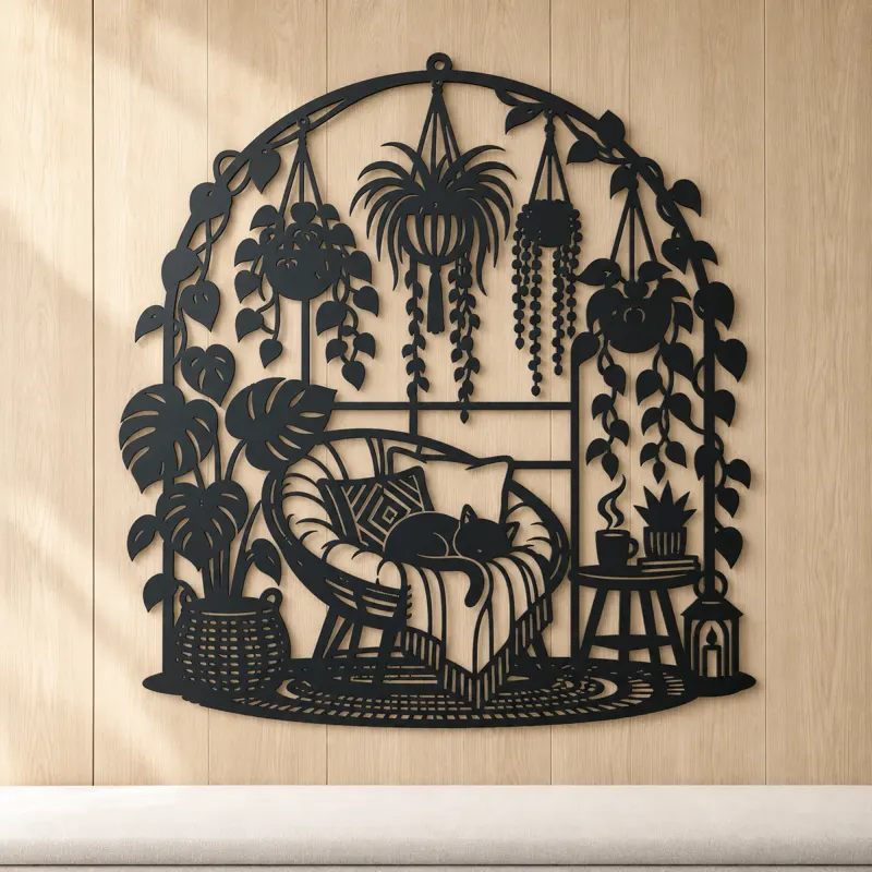 Hanging Plant Garden Metal Wall Art | Botanical Metal Wall Decor - lifestyle view 5